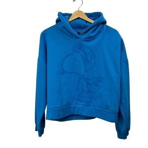 Peanuts Cropped "Be Yourself" Snoopy Royal Blue Hoodie, M/L
